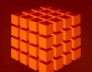 1970 Red Cube Geometric Serigraph #20/50 by Marko Spalatin