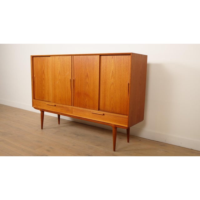 Gunni Omann Vintage Danish Teak Highboard by Gunni Oman for Omann Jun Mobelfabrik For Sale - Image 4 of 17
