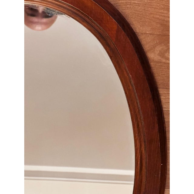 Brown Vintage Oval Mirror in Stained Wood, 1970s For Sale - Image 8 of 17