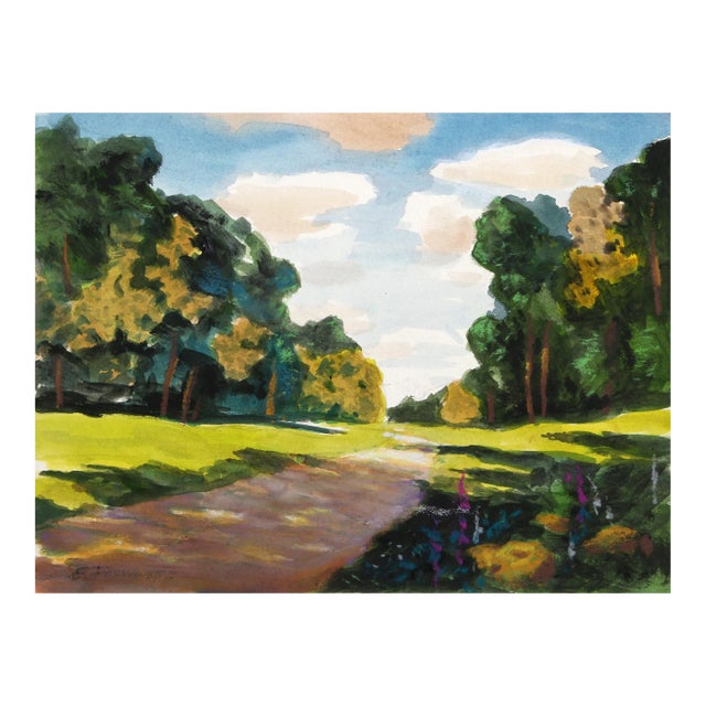 Sunny Meadow, Erik Freyman Watercolor With Pastels on Paper, Signed in Pen For Sale