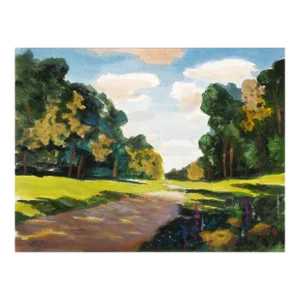 Sunny Meadow, Erik Freyman Watercolor With Pastels on Paper, Signed in Pen