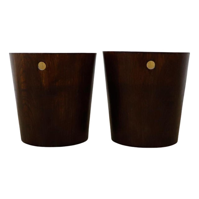 Pair of Mid 20th Century Plywood Trash Can For Sale