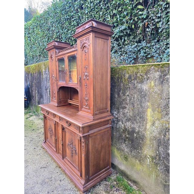 Antique Art Nouveau French Walnut Buffet Cabinet, 1900s For Sale - Image 11 of 18