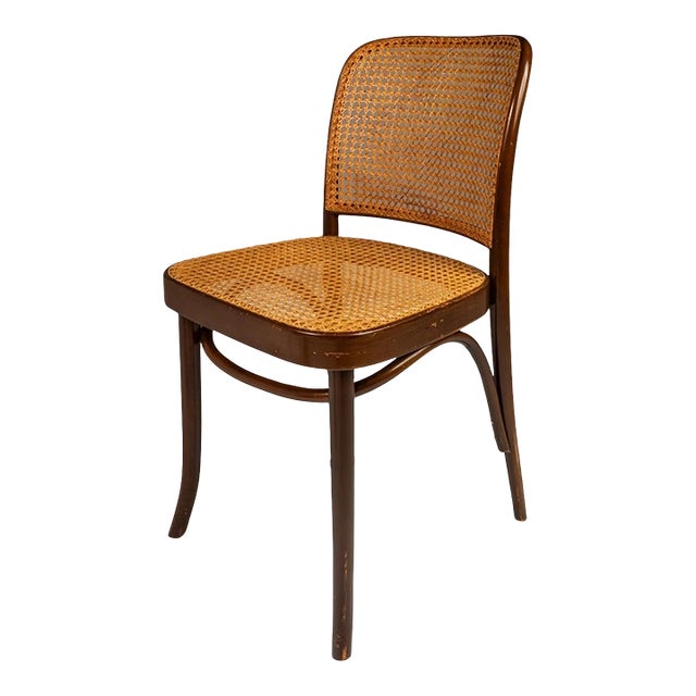 Single Patinated Bentwood Prague Model 811 Side Chair by Josef Frank for Stendig With Original Cane Seat & Back, Poland, Circa 1960s For Sale