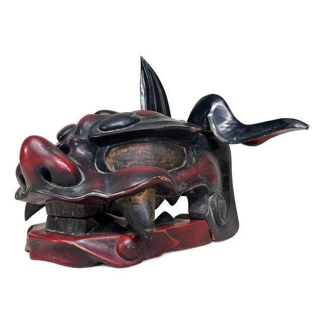 Meiji Wooden Japanese Shishi Mask, 1890s For Sale