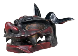 Meiji Wooden Japanese Shishi Mask, 1890s