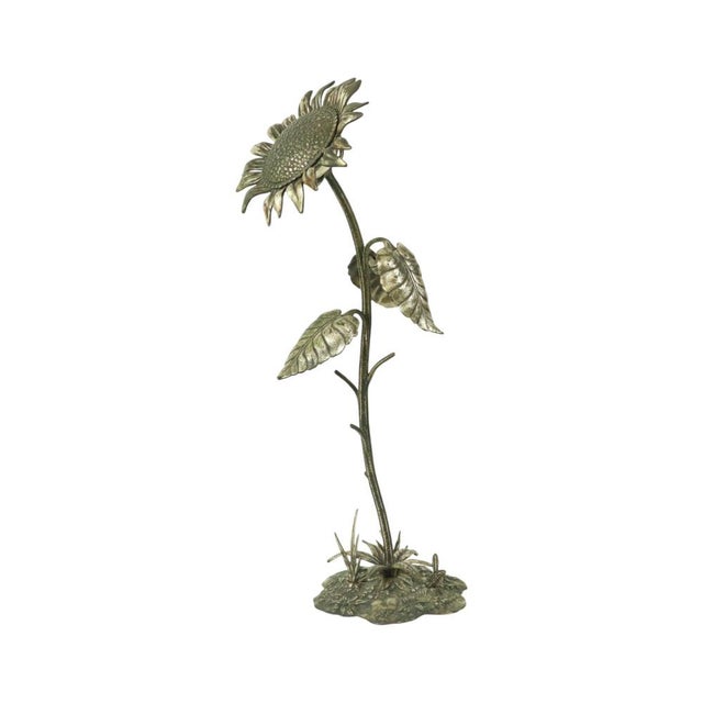 Beautiful large ashtray in the shape of a sunflower, made of silver-plated bronze, signed s. Agudo, spain, circa mid-20th...