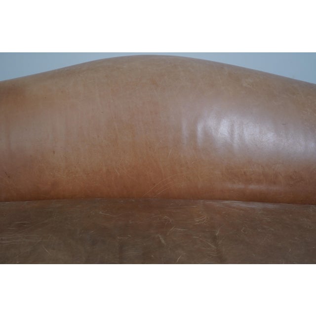 Hickory Chair Furniture Company Hickory Chair Co Camelback Leather Sofa For Sale - Image 4 of 18