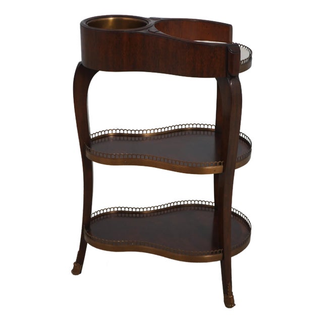 Maitland Smith Marble Top Mahogany Wine Table For Sale