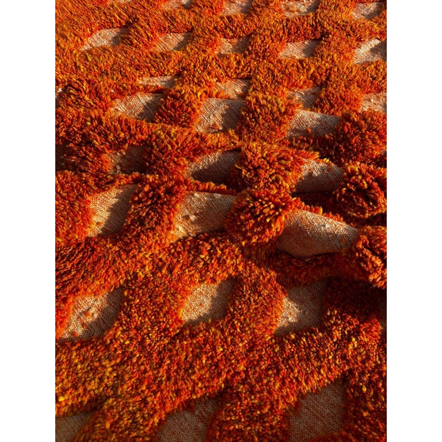 Moroccan Artist Orange Moroccan Wool Rug For Sale - Image 4 of 12