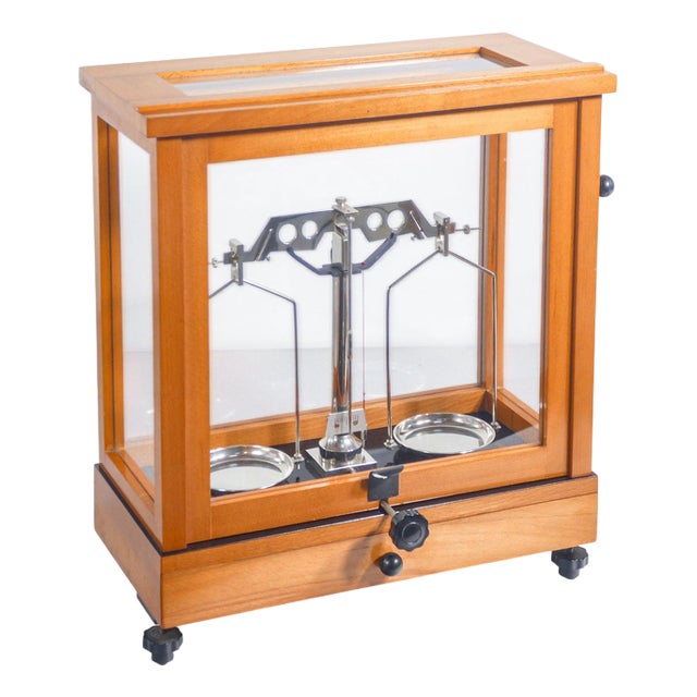 Pharmacy Scale in Wooden Case For Sale