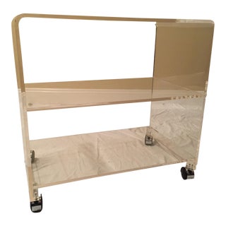 Mid-Century Lucite Acrylic 3-Shelf Bar Cart For Sale