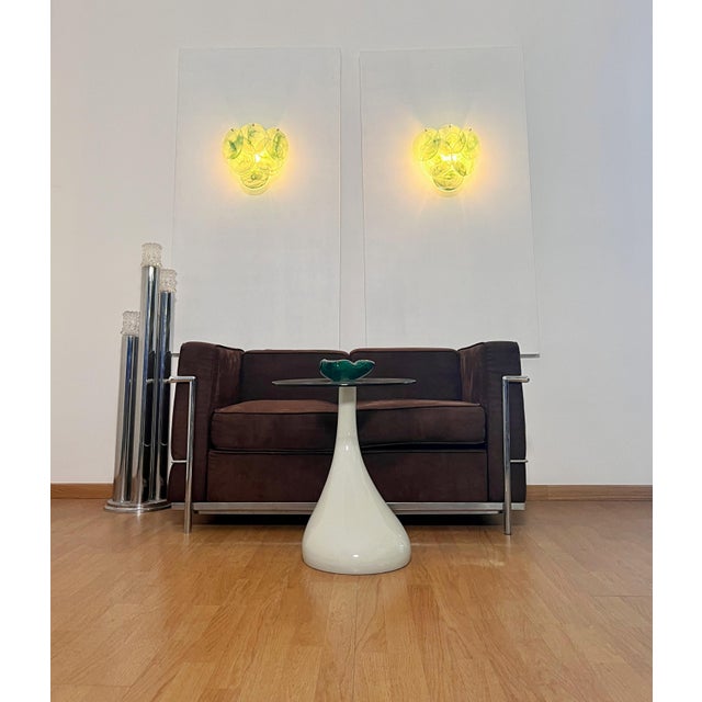 Alabaster Green Glass Discs Wall Sconces, 1990s, Set of 2 For Sale - Image 15 of 18