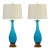 Pair Murano Blue Empoli Glass, Lamps Italy 1960s For Sale