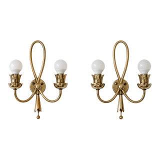 1940s Mid-Century Modern Brass Wall Lights by Angelo Lelii for Arredoluce - Pair For Sale