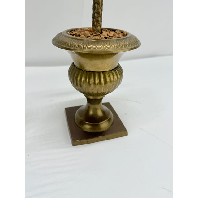 Pair of Vintage Brass Palm-Form Candlesticks in Classical Urn Stands For Sale In Providence - Image 6 of 9