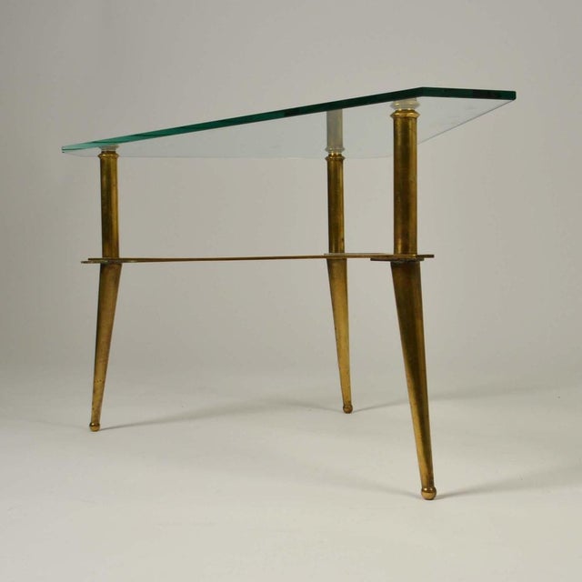 Gold Italian Brass and Glass Tripod Coffee Table, 1950s For Sale - Image 8 of 11