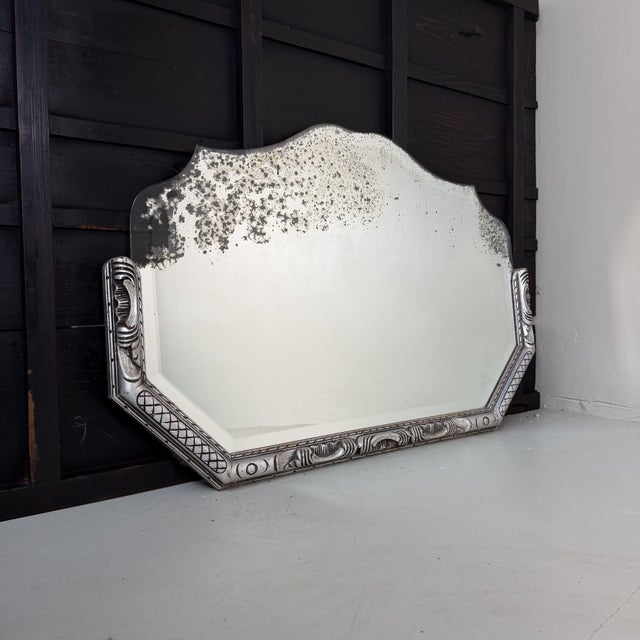 Vintage Art Deco Mirror with Bevelled Glass, 1940s For Sale - Image 13 of 13
