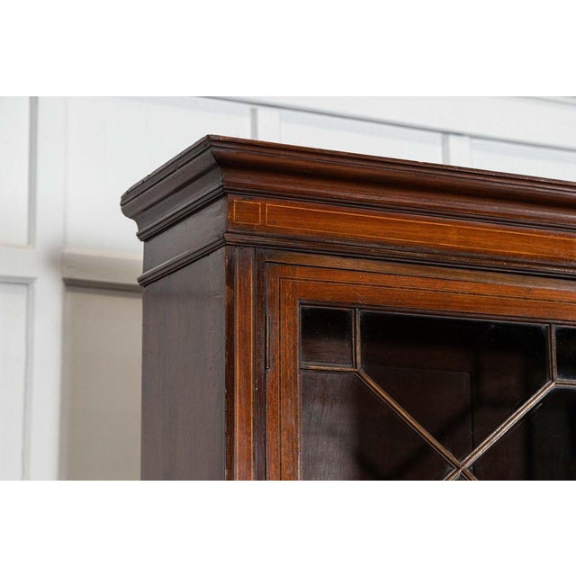 Large English Inlaid Mahogany Library Bookcase from Maple & Co., 19th Century For Sale - Image 9 of 17