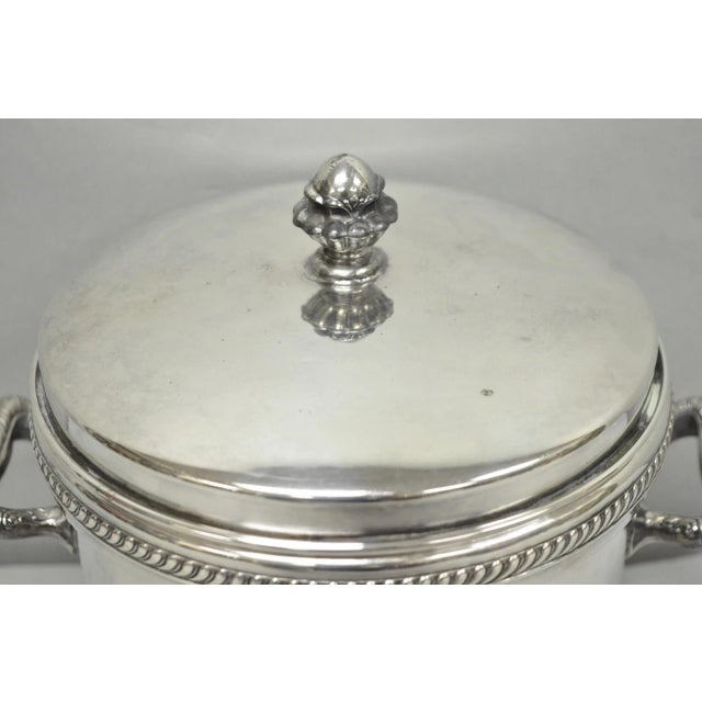 Mid 20th Century Vintage Fb Rogers English Regency Silver Plated Coat of Arms Covered Ice Bucket For Sale - Image 5 of 17