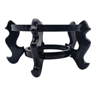 Asian Dark Lacquer Plant Stand Pedestal Display Table for Vase or Bonsai 4.25" H 8.5" D For Sale