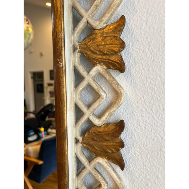 1960 Italian Hollywood Regency Giltwood Mirror With Hand-Carved Geometric & Floral Frame For Sale - Image 9 of 13