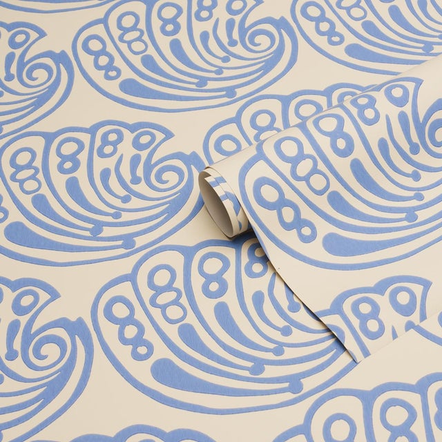 Schumacher Schumacher Ramsgate Wallcovering In French Blue For Sale - Image 4 of 6
