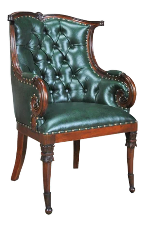 Niagara Furniture Style Green Leather Arm Chair