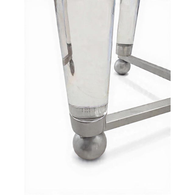 Attributed to Charles Hollis Jones “Treillage” Lucite and Polished Nickel Coffee Table, 1970s. A stunning and collectible...