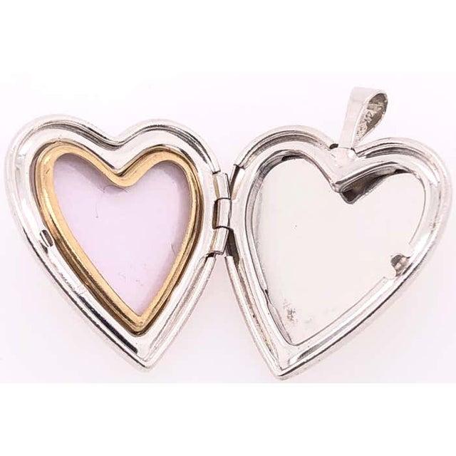 14 Karat White Gold Heart Locket Pendant With Diamonds For Sale - Image 4 of 5
