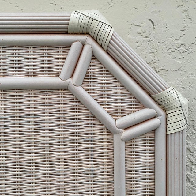 Vintage Rattan Twin Headboard With Pencil Reed Trim For Sale - Image 4 of 10
