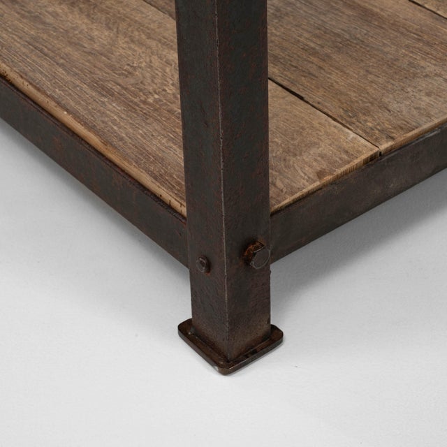 Wood 20th Century French Industrial Wooden Table On Metal Base For Sale - Image 7 of 18