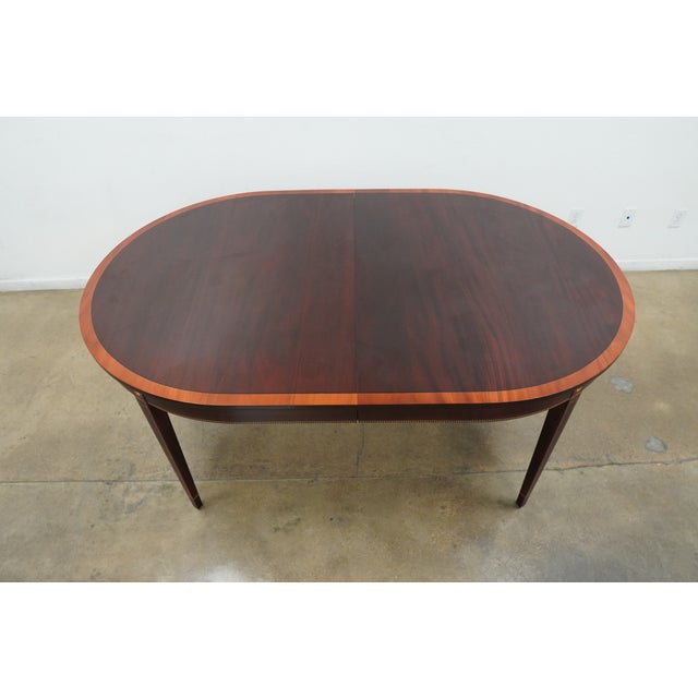 Traditional Vintage Stickley Federal Style Inlaid Mahogany Dining Room Table For Sale - Image 3 of 18