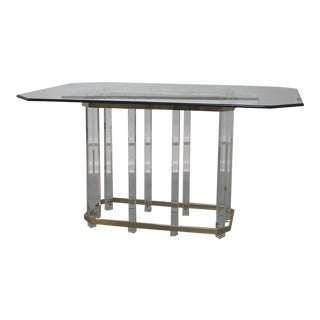 Charles Hollis Jones Lucite and Brass Dining Table For Sale