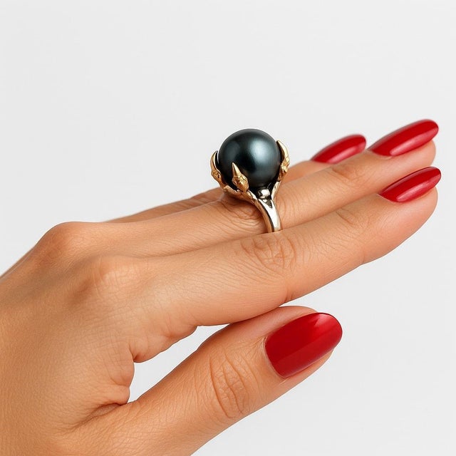 Bochic “Orient” Vintage South Sea Pearl & Yellow Sapphires Ring Set 18K Gold & S For Sale In New York - Image 6 of 8