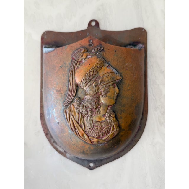Vintage Embossed Copper Gladiator Wall Pocket For Sale In West Palm - Image 6 of 6