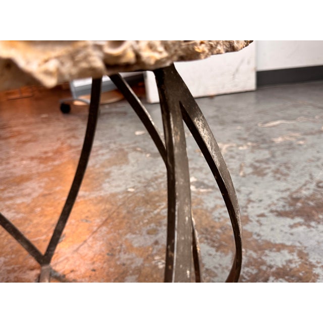 Artisan Made Fossilized Stone Side Table For Sale - Image 9 of 12