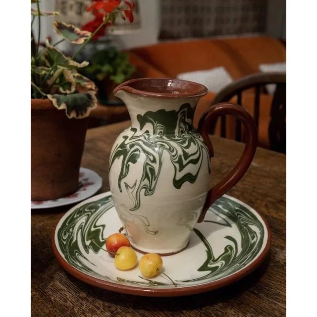 English Sharland England Marbre Marbled Jug with Green Accent For Sale - Image 3 of 3