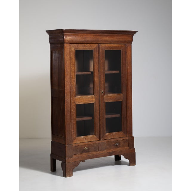 Brown Oak Vitrine in Original Patina, Antique, France, Circa 1880 For Sale - Image 8 of 11