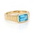 Contemporary Chunky Swiss Blue Topaz Ring | Ribbed Band East-West Emerald Cut | December Birthstone Ring Us 7 For Sale - Image 3 of 3