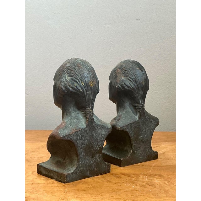 Mid 20th Century Vintage Patinated Busts of George Washington - A Pair For Sale - Image 5 of 18