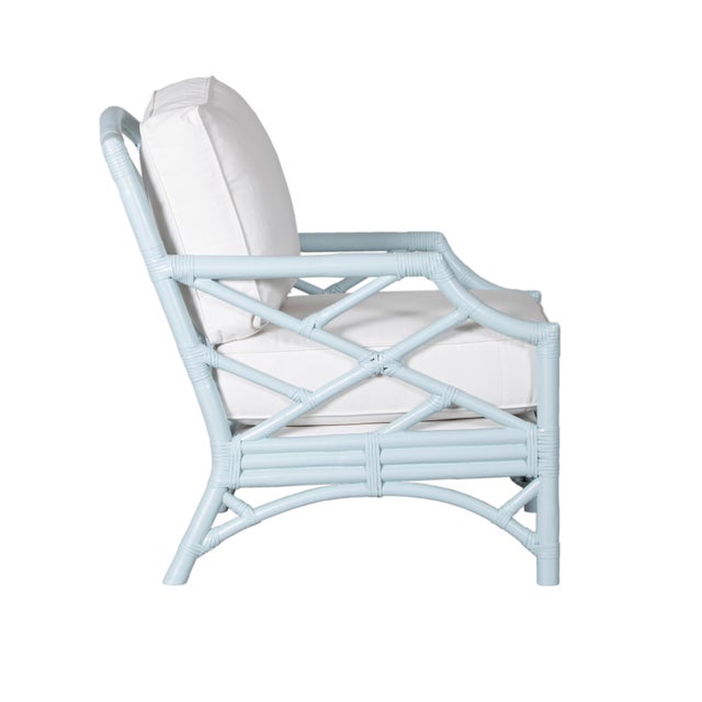 Coastal Chippendale Lounge Chair, Light Blue For Sale - Image 3 of 5