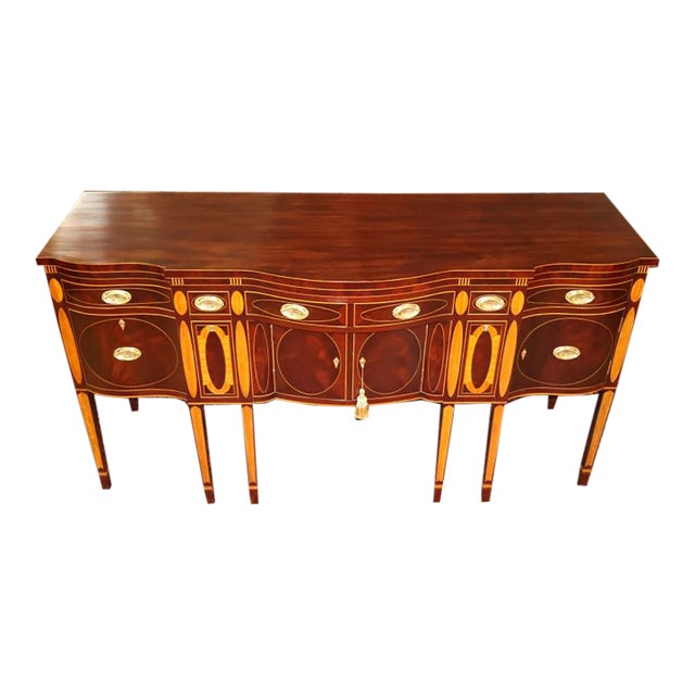 1990s Kindel Masterworks Winterthur Collection Mahogany Inlaid Buffet Sideboard For Sale