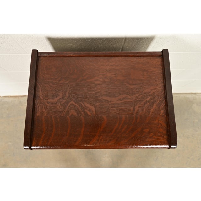 Antique Victorian Carved Tiger Oak Music Cabinet, Circa 1900 For Sale - Image 11 of 14