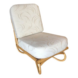 1950s Restored Floating Rattan Lounge Chair in the Style of Paul Frankl For Sale