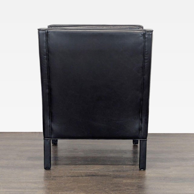 2010s Restoration Hardware Madsen Black Leather Lounge Chair For Sale - Image 5 of 10
