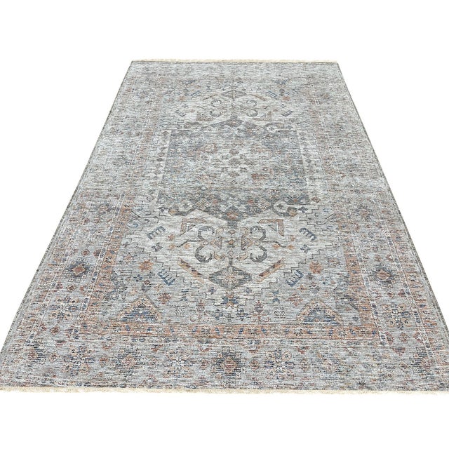 Textile 6x9 Fiona Vibrant Ivory Geometric Medallion Handmade Wool Carpet Rug For Sale - Image 7 of 8