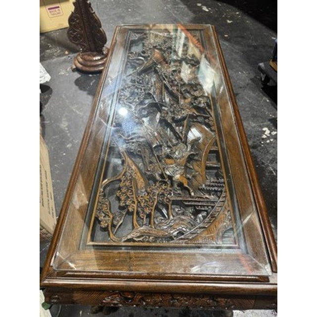 Late 20th Century Custom Hand Carved Coffee Table Oriental For Sale - Image 4 of 9