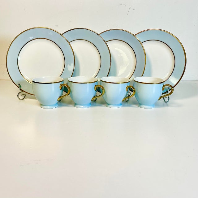 Late 20th Century Vintage Coastal Hollywood Regency Ralph Lauren Hampton’s Tea Luncheon Plates, Cups - Set of 8 For Sale - Image 5 of 15