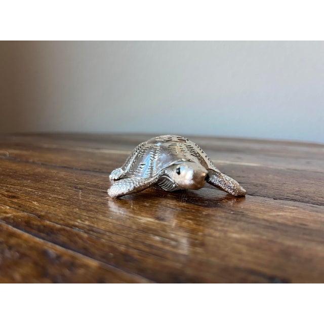 Christofle Vintage Christofle Turtle, Lumière d'Argent From the Lumière d'Argent Collection, Onyx Eyes For Sale - Image 4 of 8